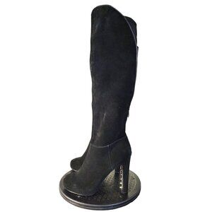 Fergie HERBIE Women Black Suede Over The Knee Heeled Boots Size 8.5M